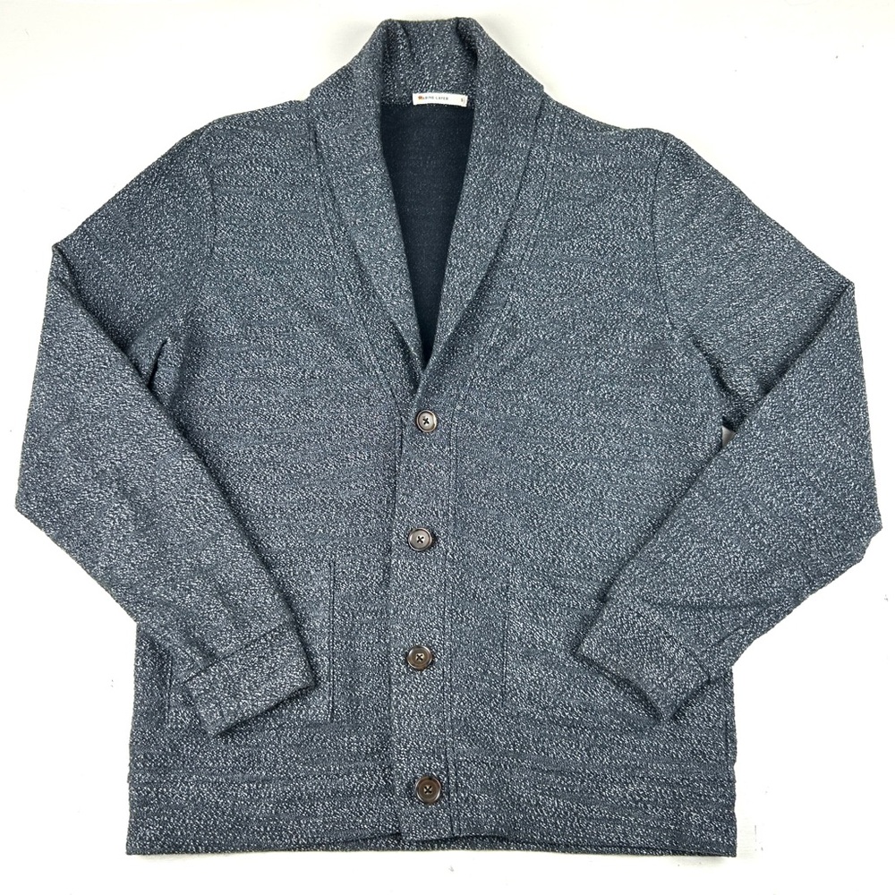 Marine Layer Cardigan Sweater Mens Charcoal Gray Shawl Collar Sz Small